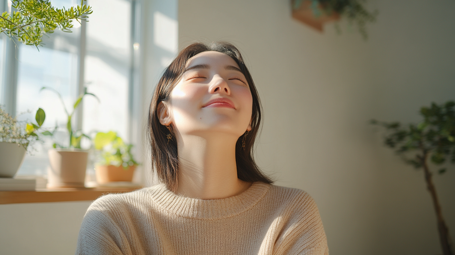 植物に囲まれた女性
