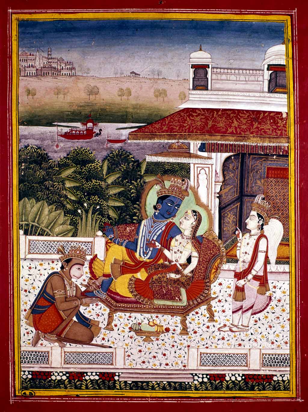 Hanuman Worshiping Sita and Rama