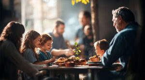 A family is gathered around a table-1