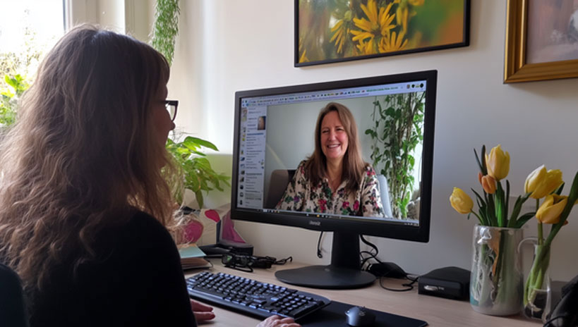 Online integration call between a Mypalmleaf coach and a client via video