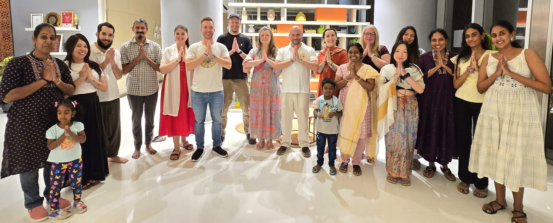 Mypalmleaf group greeting with namaste at a gathering in India